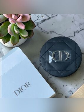 Christian Dior Black Quilted Mirror featuring a silver. New in Box